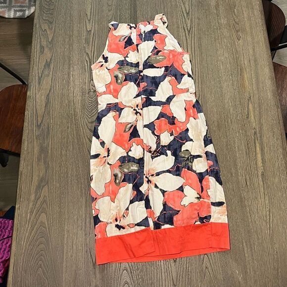 Cato Tropical Floral Cream Orange Sheath Dress Size 10 - Picture 5 of 8